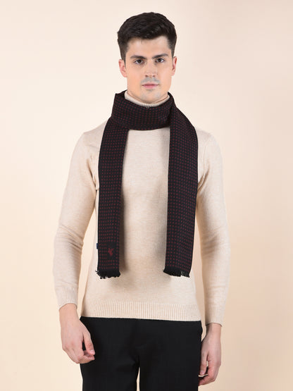 Men Maroon Printed Winter Warm Casual Muffler