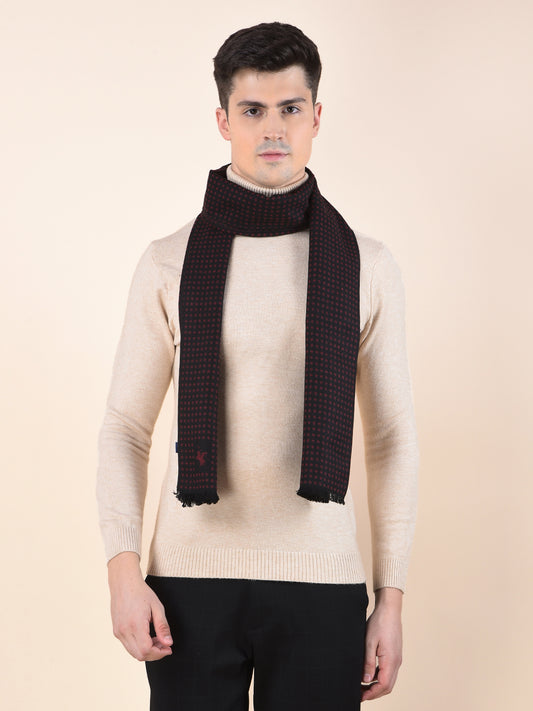 Men Maroon Printed Winter Warm Casual Muffler