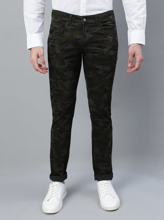 Casual Trouser for Men | Breathable & Soft with Color Fastness Regular Fit Cotton Blend Fabric Printed Pattern Button Closure