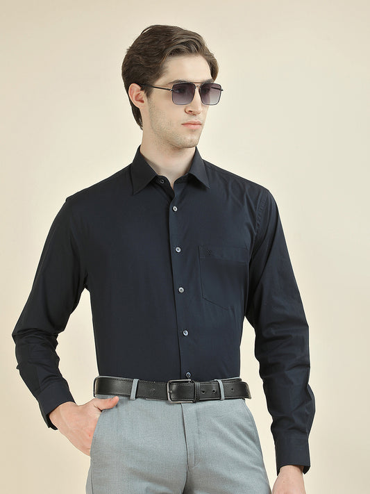Formal Shirt for Men l Breathable & Soft with Color Fastness Slim Fit Cotton Blend Fabric Solid Pattern