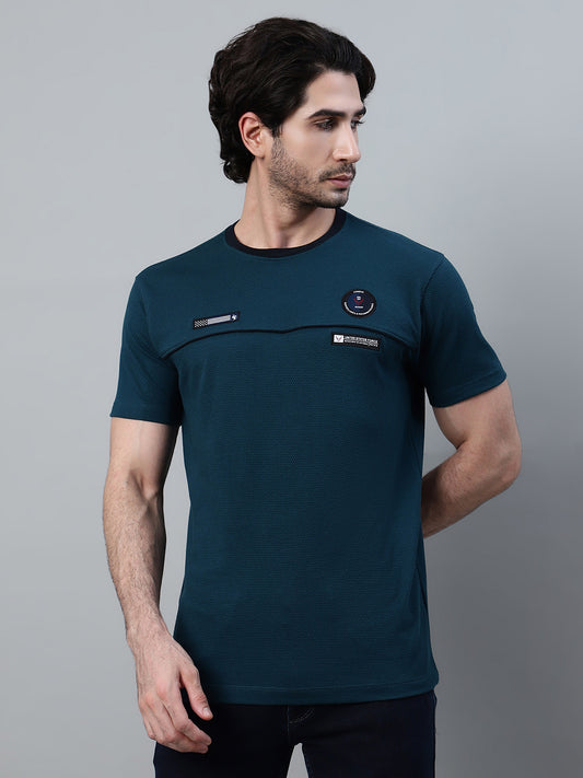 T-Shirt for Men | Breathable & Soft with Color Fastness Regular Fit Round Neck Poly Cotton Fabric Solid Pattern