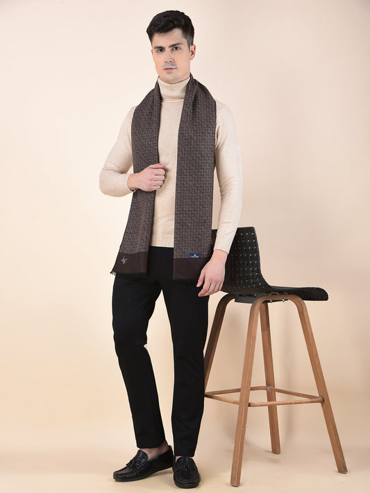 Men Brown Printed Winter Warm Casual Muffler
