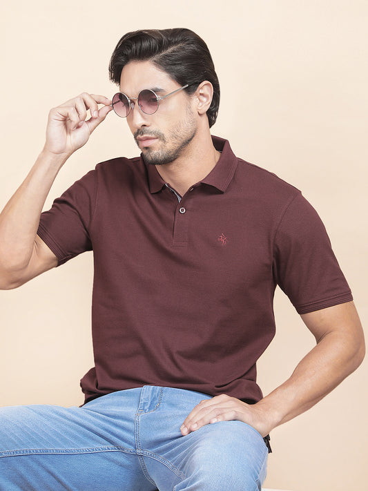 T-Shirt for Men | Breathable & Soft with Color Fastness Regular Fit Polo Neck Poly Cotton Fabric Solid Pattern