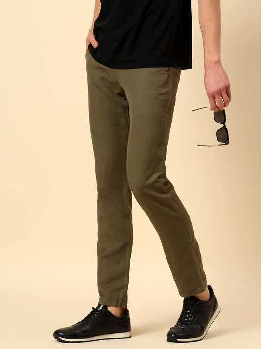 Casual Trouser for Men | Breathable & Soft with Color Fastness Regular Fit Cotton Fabric Solid Pattern Button Closure