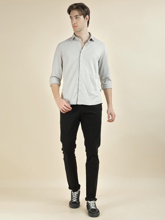 Casual Shirt for Men l Breathable & Soft with Color Fastness Slim Fit Polyester Fabric Self Design Pattern