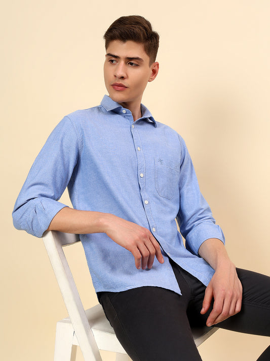 Shirt for Men | Breathable & Soft with Color Fastness Slim Fit Spread Collar Pure Cotton Fabric Solid Pattern