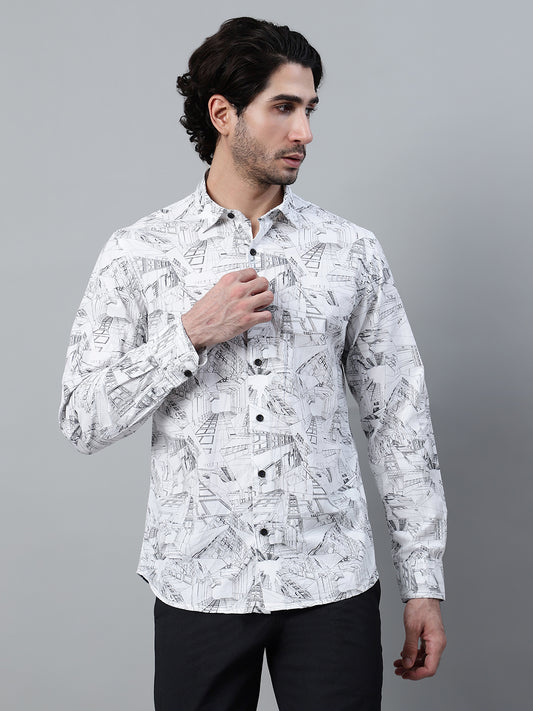 Casual Shirt for Men | Breathable & Soft with Color Fastness Regular Fit Spread Collar Neck Cotton Fabric Printed Pattern