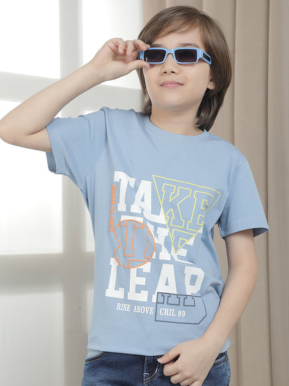 Casual T-Shirt for Boys l Breathable & Soft with Color Fastness Regular Fit Round Neck Cotton Blend Fabric Printed Pattern