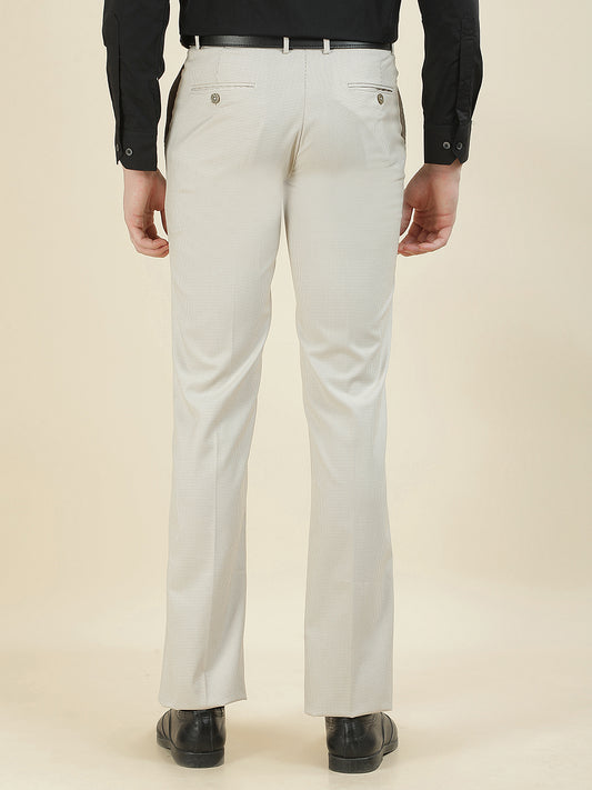Formal Trouser for Men | Breathable & Soft with Color Fastness Regular Fit Cotton Blend Fabric Checkered Pattern Hook & Bar Closure