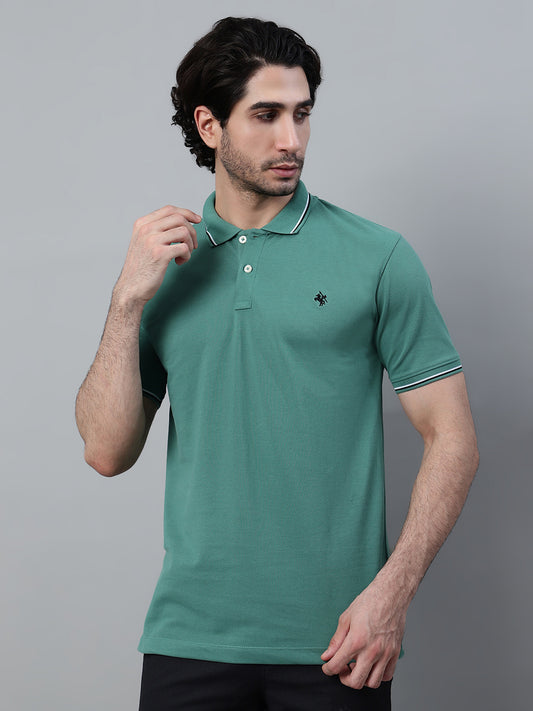 T-Shirt for Men | Breathable & Soft with Color Fastness Regular Fit Polo Neck Poly Cotton Fabric Solid Pattern
