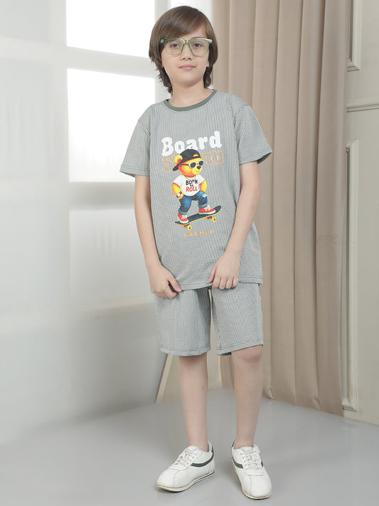 Casual T-Shirt for Boys l Breathable & Soft with Color Fastness Regular Fit Round Neck Polycotton Fabric Printed Pattern