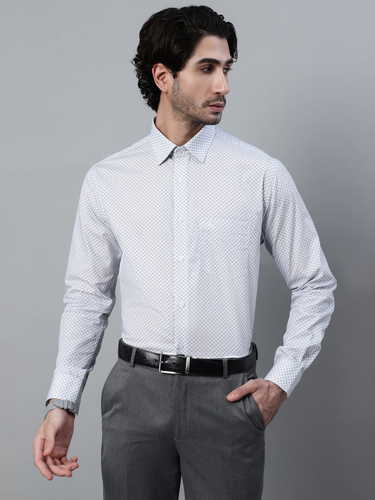 Formal Shirt for Men l Breathable & Soft with Color Fastness Regular Fit Spread Collar Neck Cotton Fabric Printed Pattern