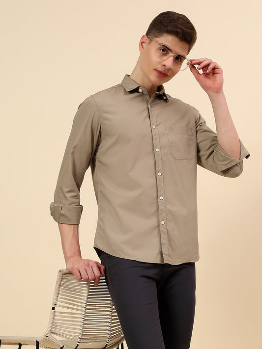 Shirt for Men | Breathable & Soft with Color Fastness Slim Fit Spread Collar Pure Cotton Fabric Solid Pattern