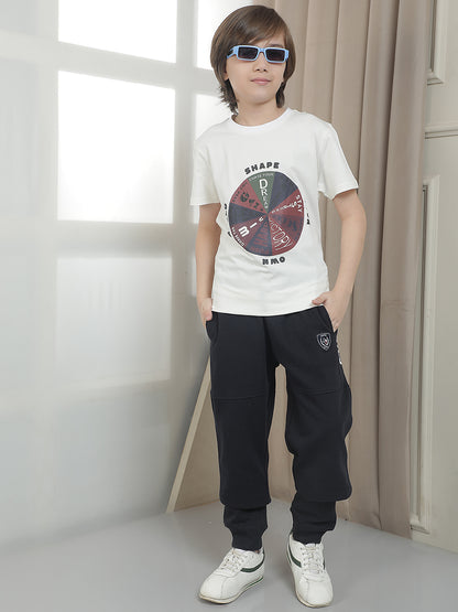 Casual T-Shirt for Boys l Breathable & Soft with Color Fastness Regular Fit Round Neck Cotton Blend Fabric Printed Pattern