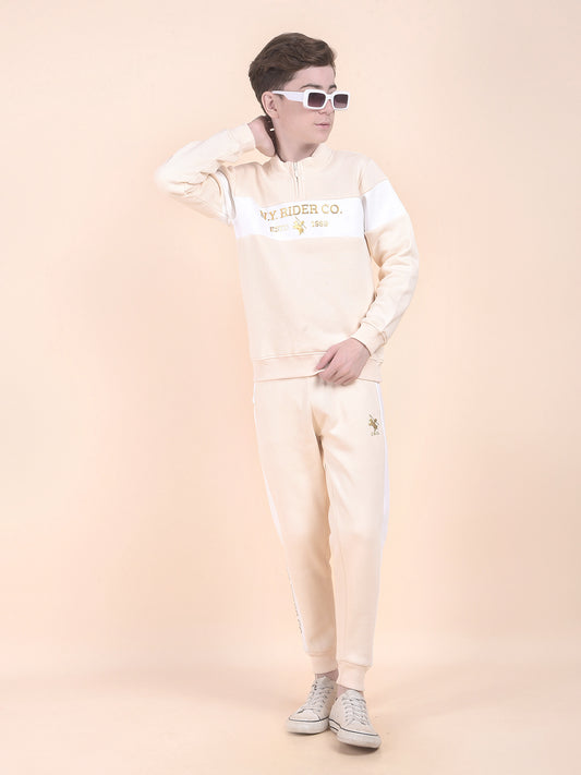 Casual Sweatshirt for Boys l Breathable & Soft with Color Fastness Regular Fit Mock Neck Fleece Fabric Printed Pattern