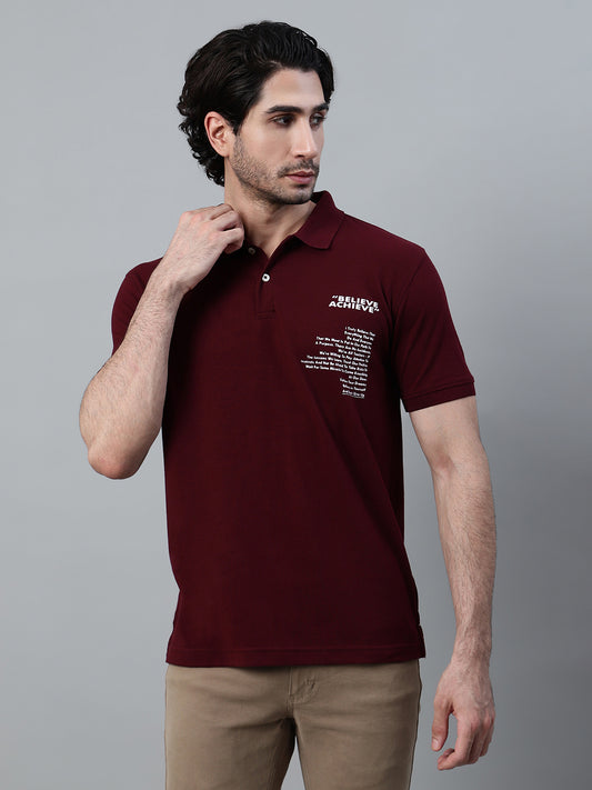 T-Shirt for Men | Breathable & Soft with Color Fastness Regular Fit Polo Neck Poly Cotton Fabric Printed Pattern
