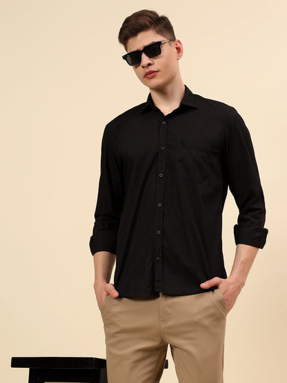 Shirt for Men | Breathable & Soft with Color Fastness Slim Fit Spread Collar Pure Cotton Fabric Solid Pattern
