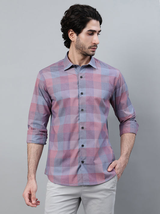 Casual Shirt for Men | Breathable & Soft with Color Fastness Regular Fit Spread Collar Neck Cotton Blend Fabric Checkered Pattern