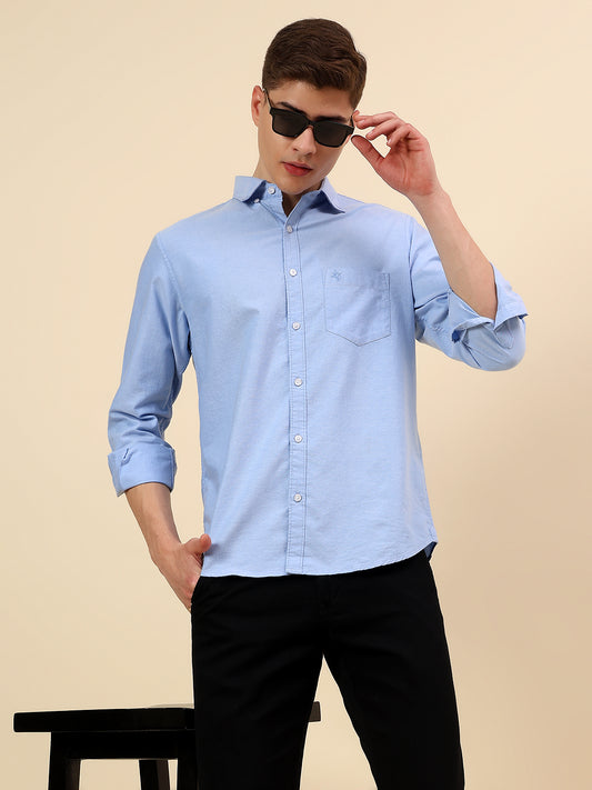 Shirt for Men | Breathable & Soft with Color Fastness Slim Fit Spread Collar Pure Cotton Fabric Solid Pattern