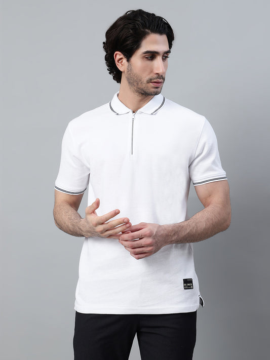 T-Shirt for Men | Breathable & Soft with Color Fastness Regular Fit Polo Neck Poly Cotton Fabric Solid Pattern