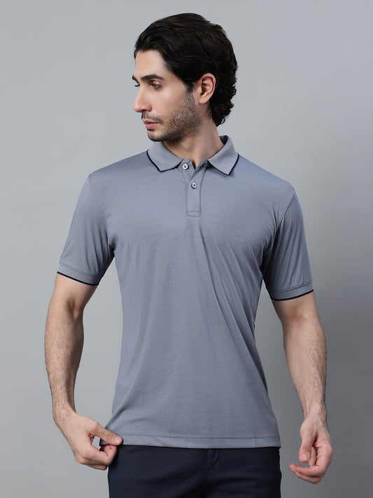 T-Shirt for Men | Breathable & Soft with Color Fastness Regular Fit Polo Neck Poly Cotton Fabric Solid Pattern
