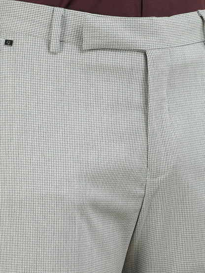 Formal Trouser for Men | Breathable & Soft with Color Fastness Regular Fit Cotton Blend Fabric Checkered Pattern Hook & Bar Closure