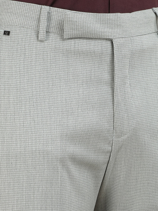 Formal Trouser for Men | Breathable & Soft with Color Fastness Regular Fit Cotton Blend Fabric Checkered Pattern Hook & Bar Closure