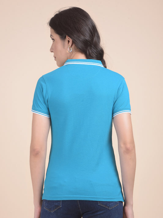 T-Shirt for Women | Breathable & Soft with Color Fastness Regular Fit Polo Neck Poly Cotton Fabric Solid Pattern