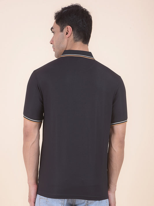 T-Shirt for Men | Breathable & Soft with Color Fastness Regular Fit Polo Neck Nylon Fabric Solid Pattern