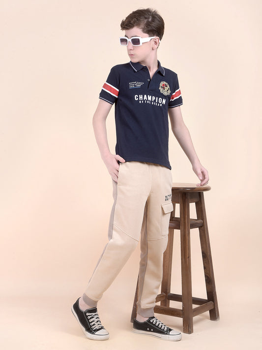 Casual T-Shirt for Boys l Breathable & Soft with Color Fastness Regular Fit Polo Neck Polycotton Fabric Printed Pattern