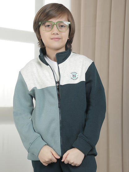 Track Suit for Kids (Boy)| Winter Wear Mock Collar with Full Zipper Upper Fleece Fabric ColourBlock Pattern