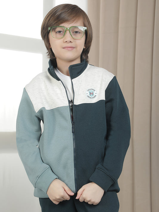 Track Suit for Kids (Boy)| Winter Wear Mock Collar with Full Zipper Upper Fleece Fabric ColourBlock Pattern