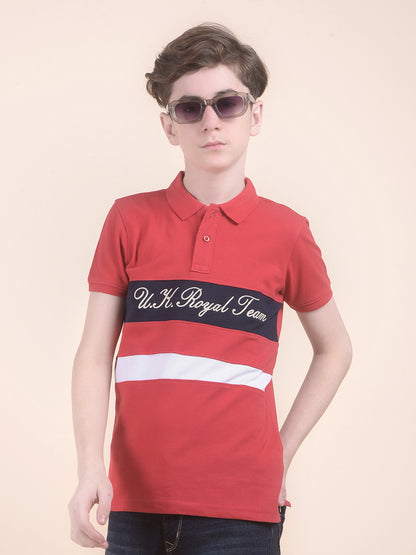 Casual T-Shirt for Boys l Breathable & Soft with Color Fastness Regular Fit Polo Neck Polycotton Fabric ColourBlocked Pattern