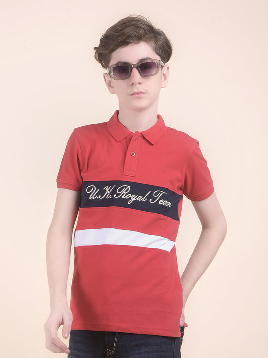 Casual T-Shirt for Boys l Breathable & Soft with Color Fastness Regular Fit Polo Neck Polycotton Fabric ColourBlocked Pattern