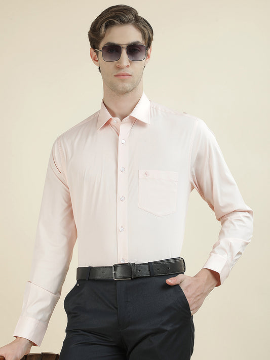 Formal Shirt for Men l Breathable & Soft with Color Fastness Slim Fit Cotton Blend Fabric Solid Pattern