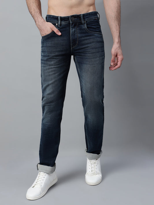 Denim Jeans for Men l Breathable & Soft with Color Fastness Ultra Narrow Fit Cotton Fabric Solid Pattern Button Closure