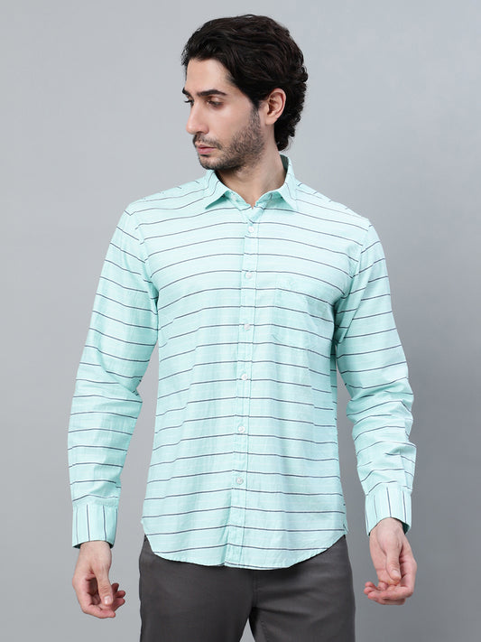 Casual Shirt for Men | Breathable & Soft with Color Fastness Regular Fit Spread Collar Neck Cotton Fabric Striped Pattern