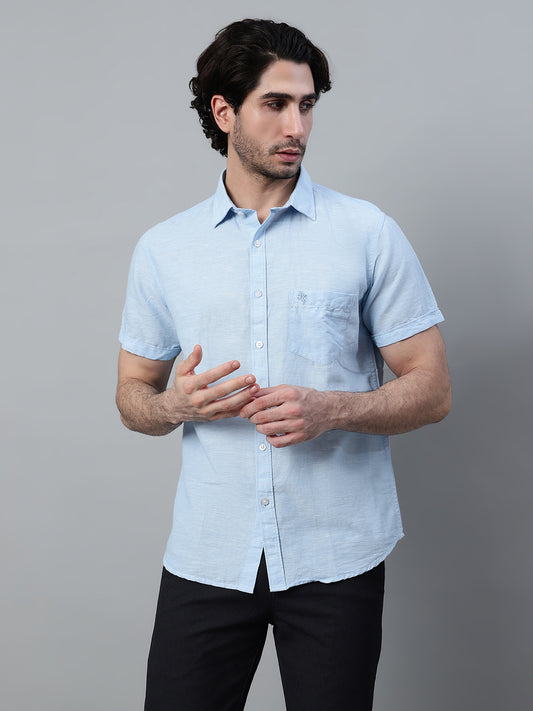 Casual Shirt for Men | Breathable & Soft with Color Fastness Regular Fit Spread Collar Neck Cotton Fabric Solid Pattern