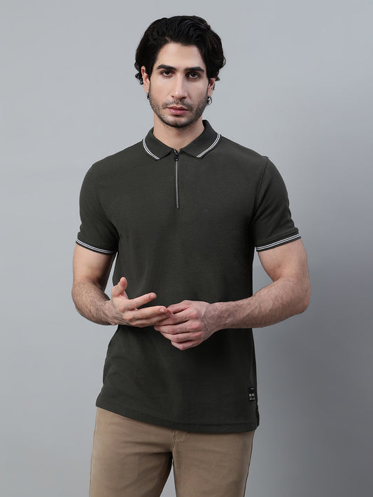 T-Shirt for Men | Breathable & Soft with Color Fastness Regular Fit Polo Neck Poly Cotton Fabric Solid Pattern