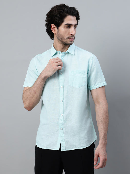 Casual Shirt for Men | Breathable & Soft with Color Fastness Regular Fit Spread Collar Neck Cotton Fabric Solid Pattern