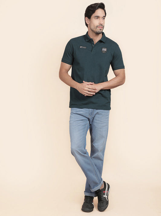 T-Shirt for Men | Breathable & Soft with Color Fastness Regular Fit Polo Neck Poly Cotton Fabric Solid Pattern