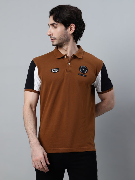 T-Shirt for Men | Breathable & Soft with Color Fastness Regular Fit Polo Neck Poly Cotton Fabric Solid Pattern