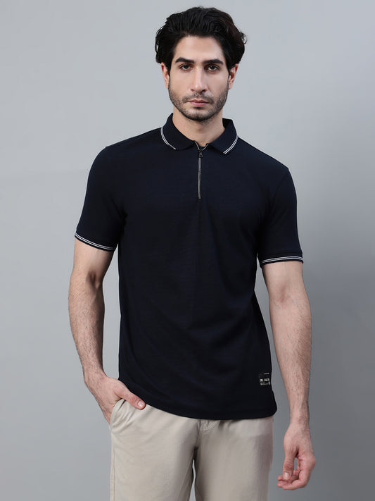 T-Shirt for Men | Breathable & Soft with Color Fastness Regular Fit Polo Neck Poly Cotton Fabric Solid Pattern