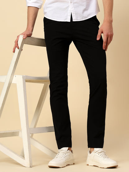Casual Trouser for Men | Breathable & Soft with Color Fastness Regular Fit Cotton Stretch Fabric Solid Pattern Button Closure