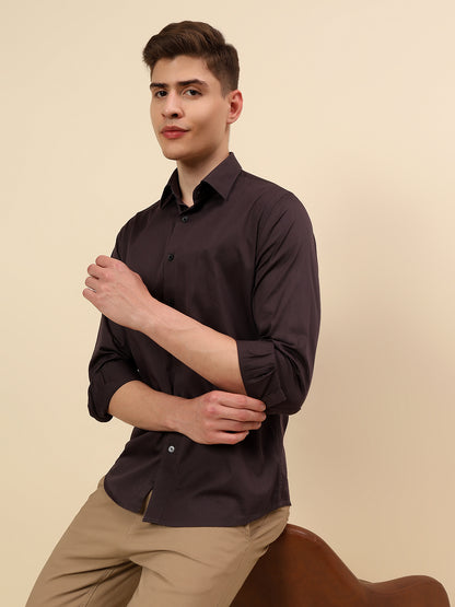 Shirt for Men | Breathable & Soft with Color Fastness Regular Fit Spread Collar Pure Cotton Fabric Solid Pattern