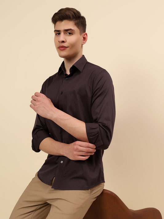 Shirt for Men | Breathable & Soft with Color Fastness Regular Fit Spread Collar Pure Cotton Fabric Solid Pattern
