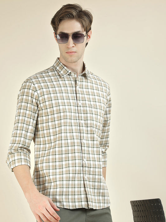 Casual Shirt for Men l Breathable & Soft with Color Fastness Slim Fit Pure Cotton Fabric Checkered Pattern