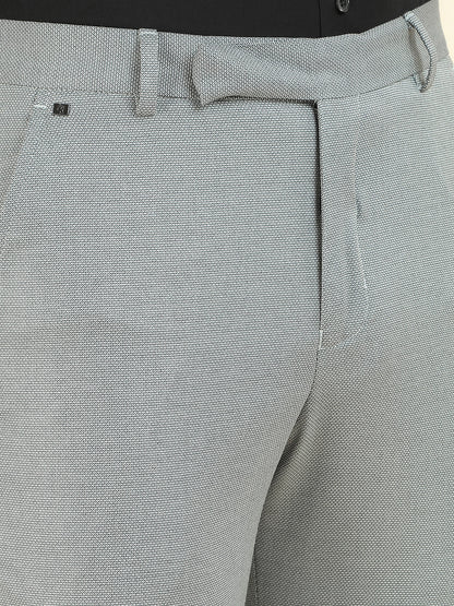 Formal Trouser for Men | Breathable & Soft with Color Fastness Regular Fit Cotton Blend Fabric Textured Pattern Hook & Bar Closure