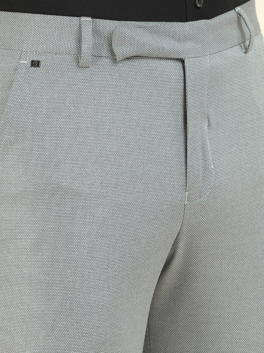 Formal Trouser for Men | Breathable & Soft with Color Fastness Regular Fit Cotton Blend Fabric Textured Pattern Hook & Bar Closure