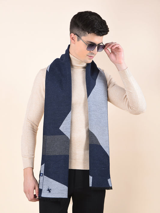 Men Navy Checkered Winter Warm Casual Muffler